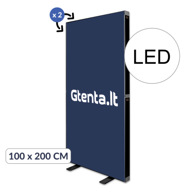 DVIPUSĖ IŠSKLEIDŽIAMA LED SIENELĖ 100X200cm JUODA DVIPUSĖ IŠSKLEIDŽIAMA LED SIENELĖ 100X200cm JUODA