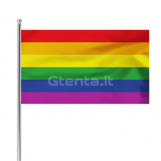 LGBT vėliava maunama ant koto