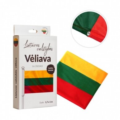 Lietuvos vėliava trispalvė 100 x 170 cm su žiedais (aukštos kokybės)