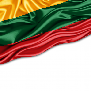 Lietuvos vėliava trispalvė iš blizgaus audinio (satino) 1