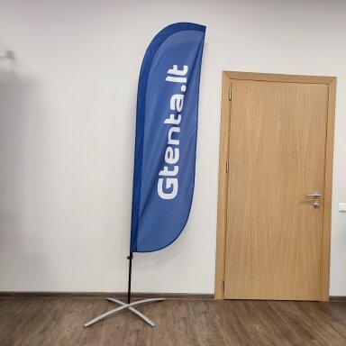 Reklaminė vėliava apvaliu kraštu Reklaminė vėliava apvaliu kraštu