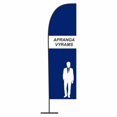 REKLAMINĖ VĖLIAVA SU DIZAINU „APRANGA VYRAMS" LYGIU KRAŠTU