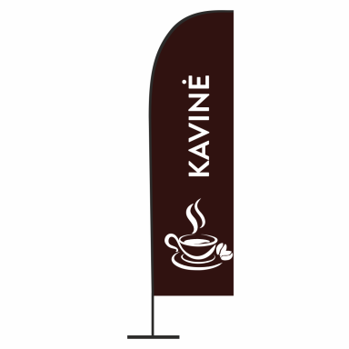REKLAMINĖ VĖLIAVA SU DIZAINU „KAVINĖ" LYGIU KRAŠTU REKLAMINĖ VĖLIAVA SU DIZAINU „KAVINĖ" LYGIU KRAŠTU