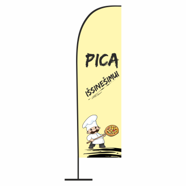 REKLAMINĖ VĖLIAVA SU DIZAINU „PICA" LYGIU KRAŠTU REKLAMINĖ VĖLIAVA SU DIZAINU „PICA" LYGIU KRAŠTU