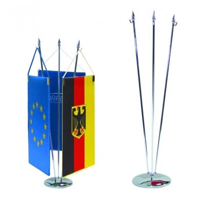 Vėliavėlės stovelis trivietis sidabrinis sferinis Vėliavėlės stovelis trivietis sidabrinis sferinis